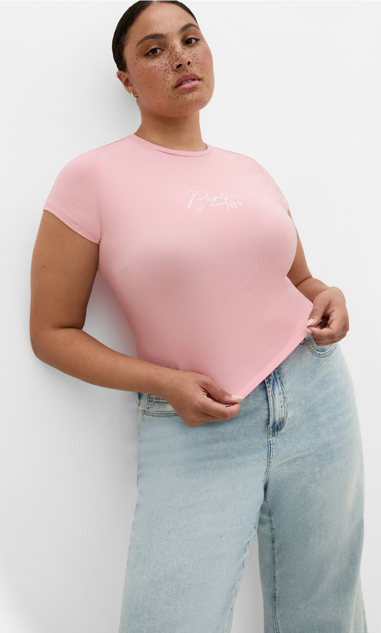 Micro Print Tee - baby pink