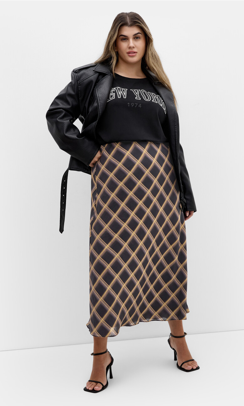 Kyra Print Midi Skirt - dark charcoal