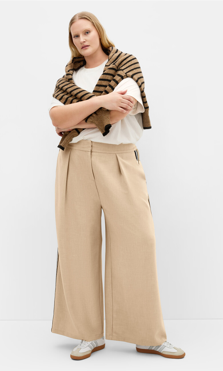Plus Size Pant Sport Stripe - taupe