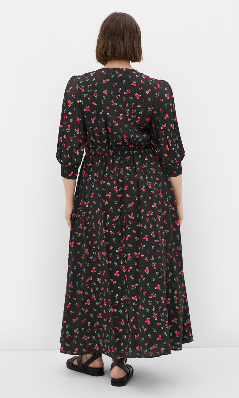 Jolene Rose Print Maxi Dress - black