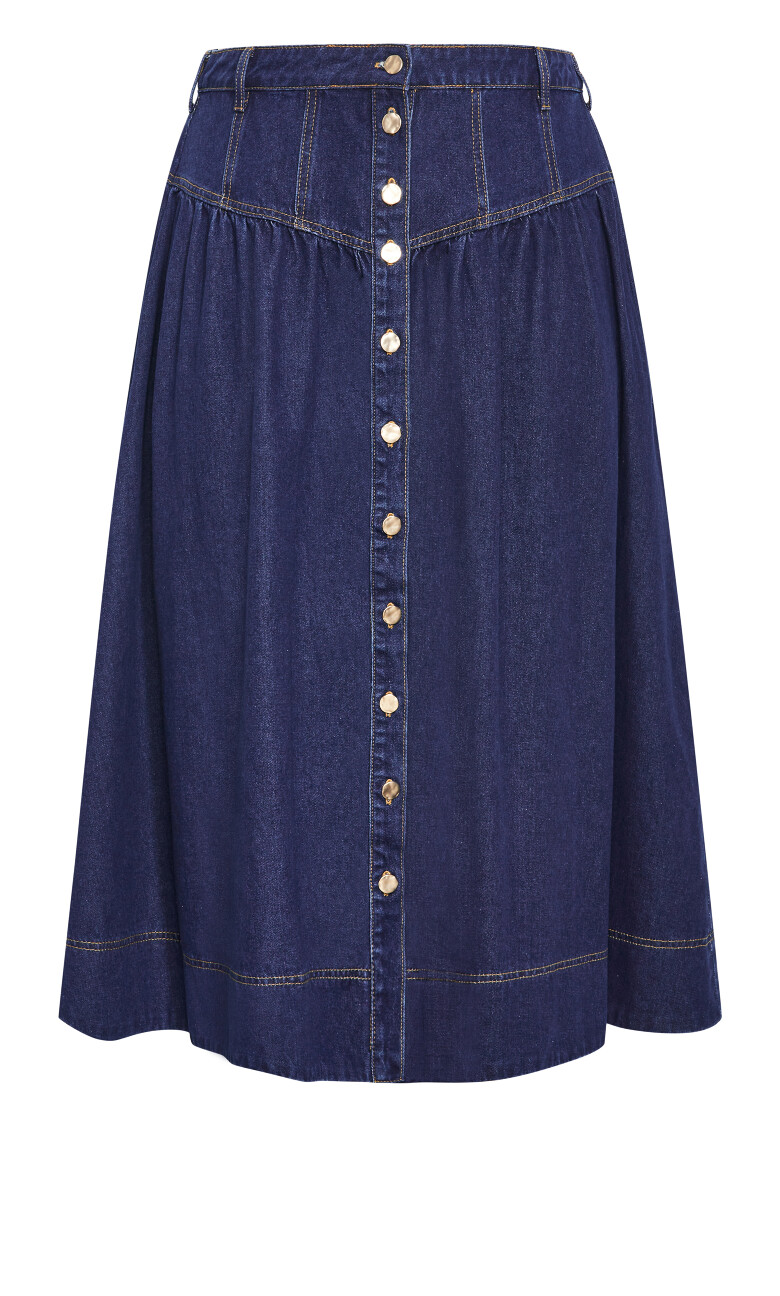 Ari Denim Midi Skirt - dark denim