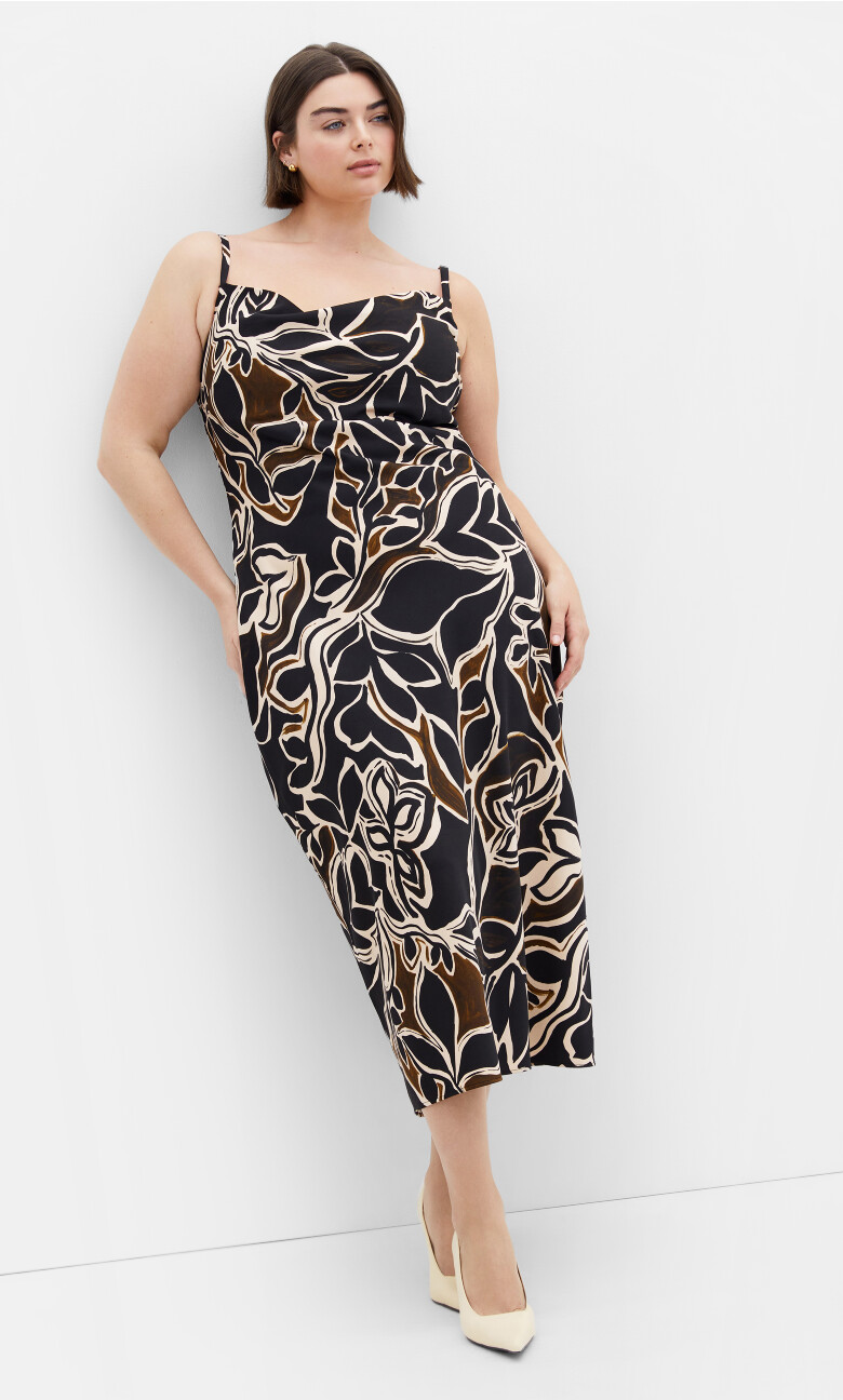 Plus Size DRESS WINTER FL - Winter Foliage