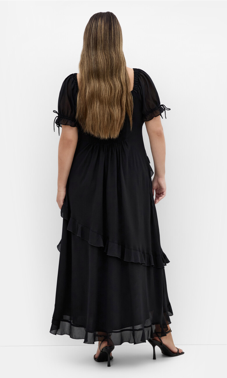 Shayla Ruffle Maxi Dress - black