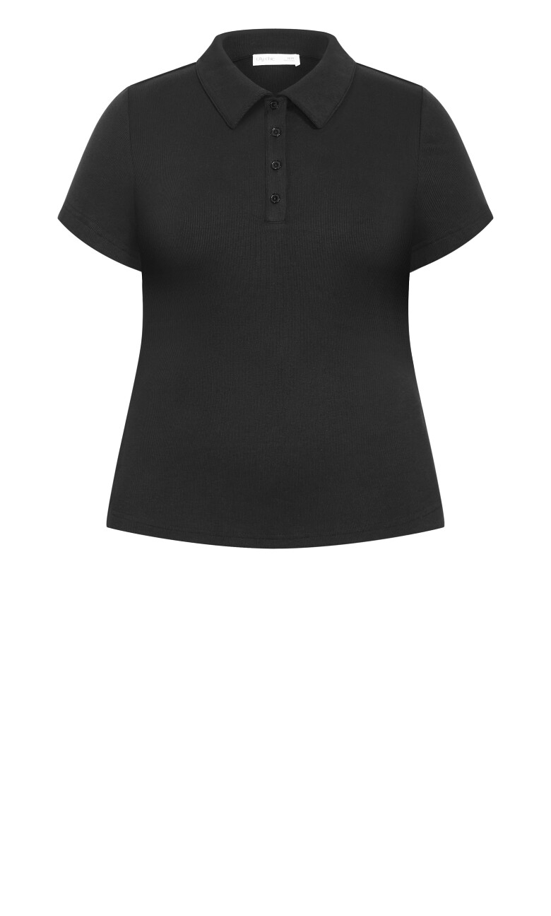 Polo Rib Tee - black