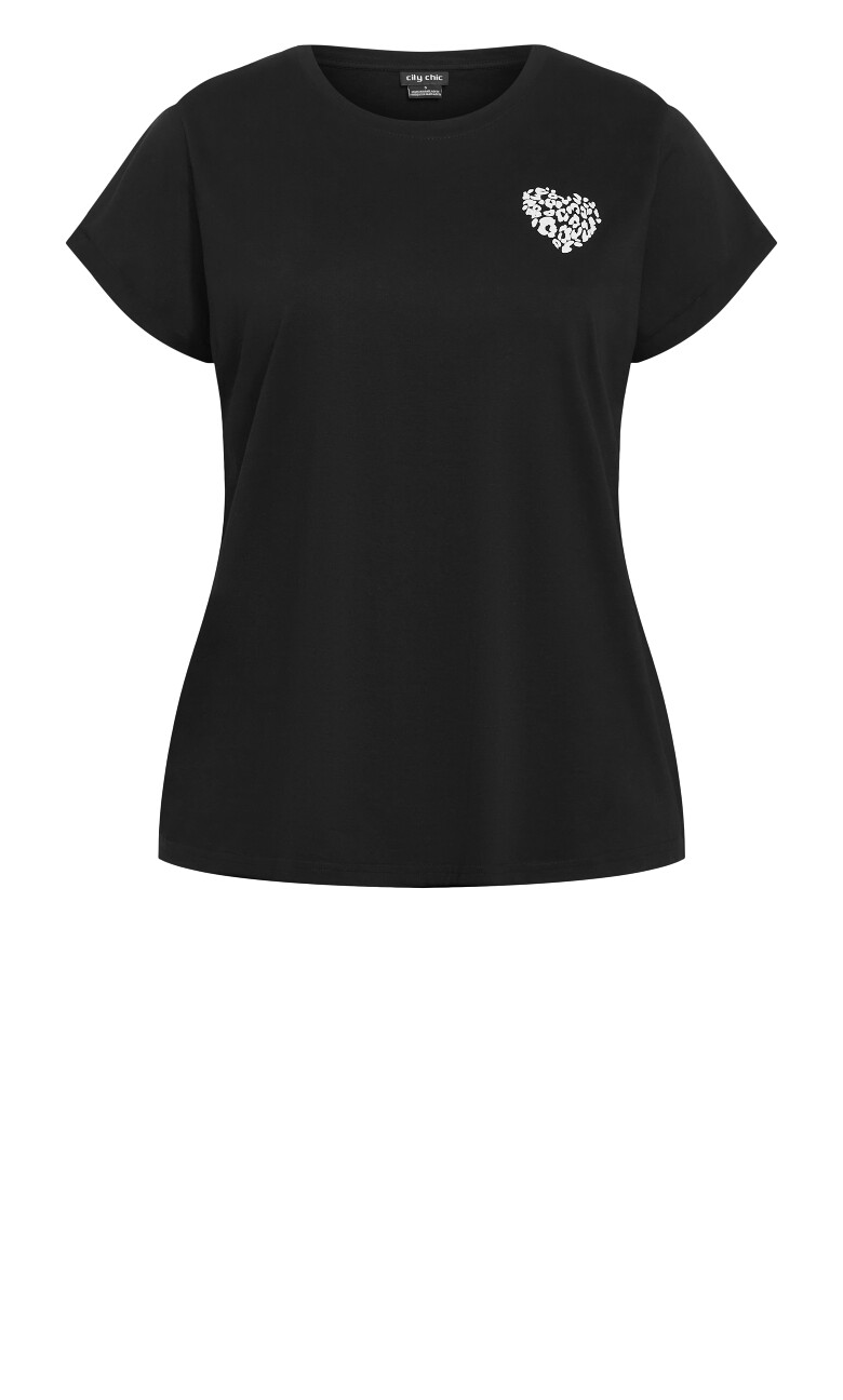 Cuffed Sleeve Heart Tee - black