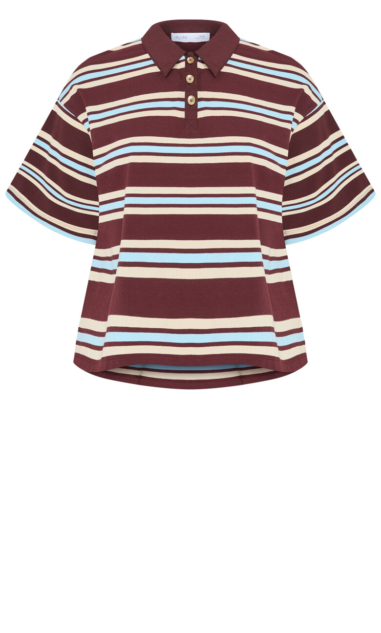 Rugby Polo Oversized Tee - chocolate