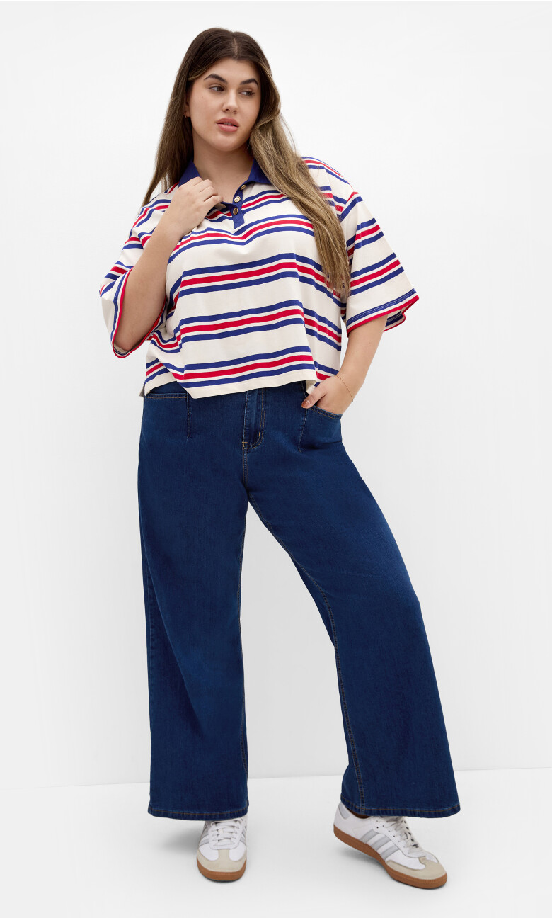 Plus Size Tee Rugby Oversized - Navy/Red Stripe (UPDATED)