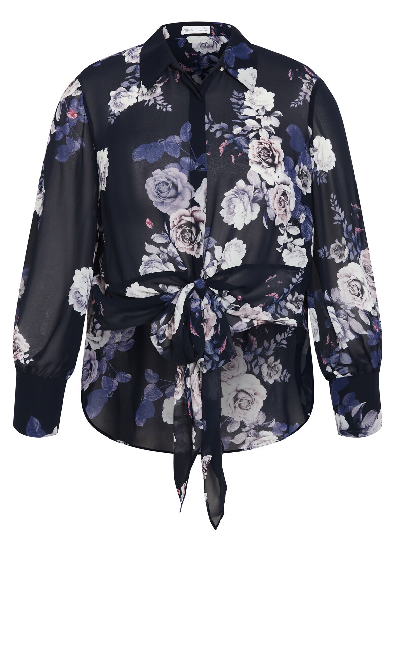 Janine Print Shirt - navy