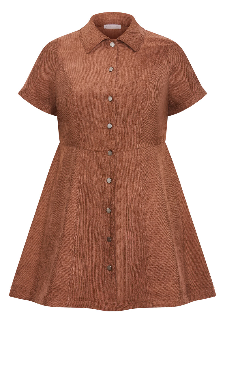 Leia Short Sleeve Mini Dress - dark cognac