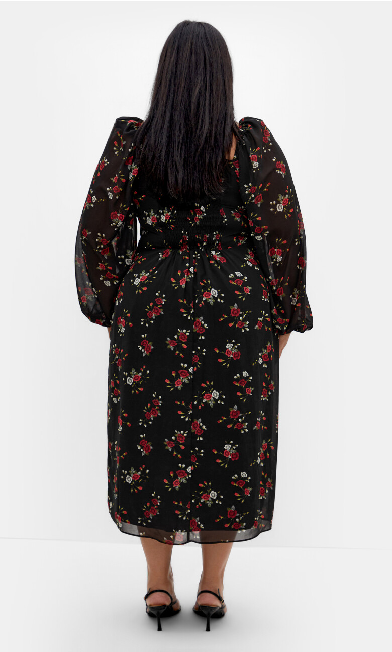 Orla Print Midi Dress - black
