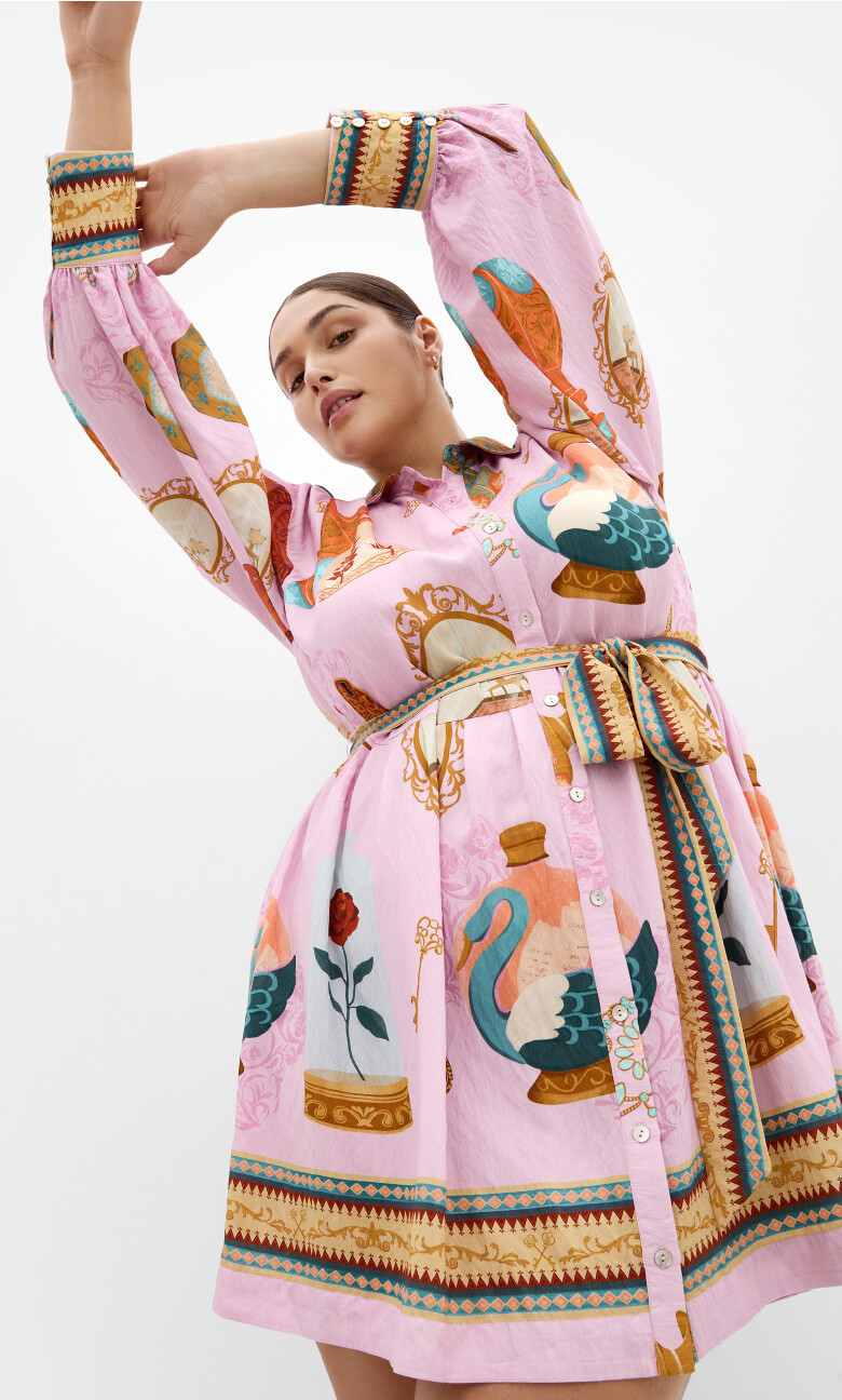 Plus Size Ezra Print Mini Dress - baby pink (UPDATED)