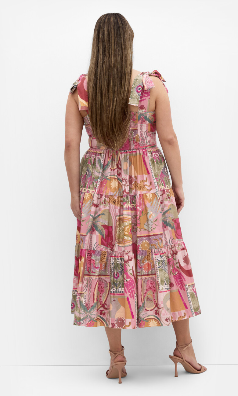 Elessia Print Midi Dress - dusty pink