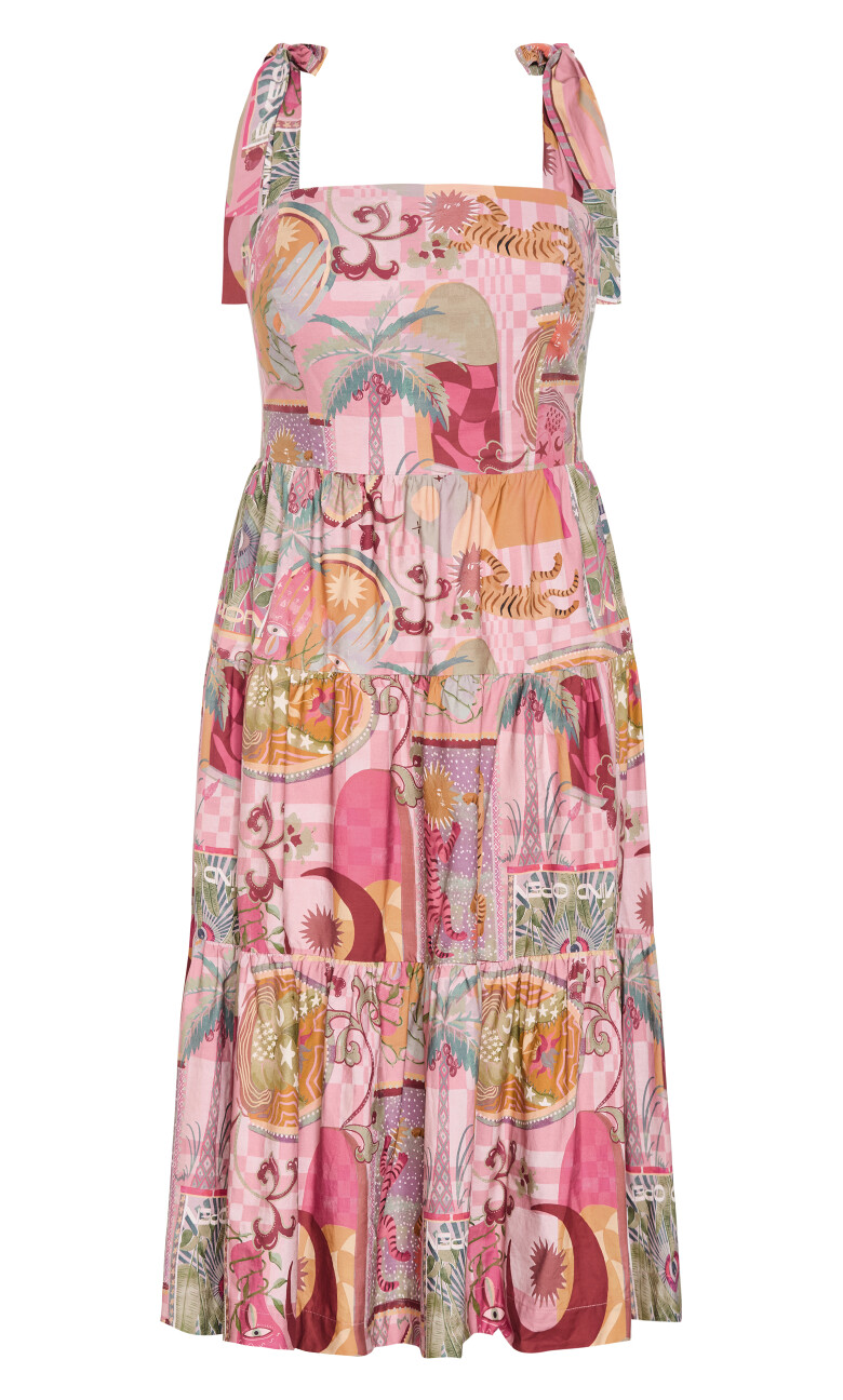 Elessia Print Midi Dress - dusty pink