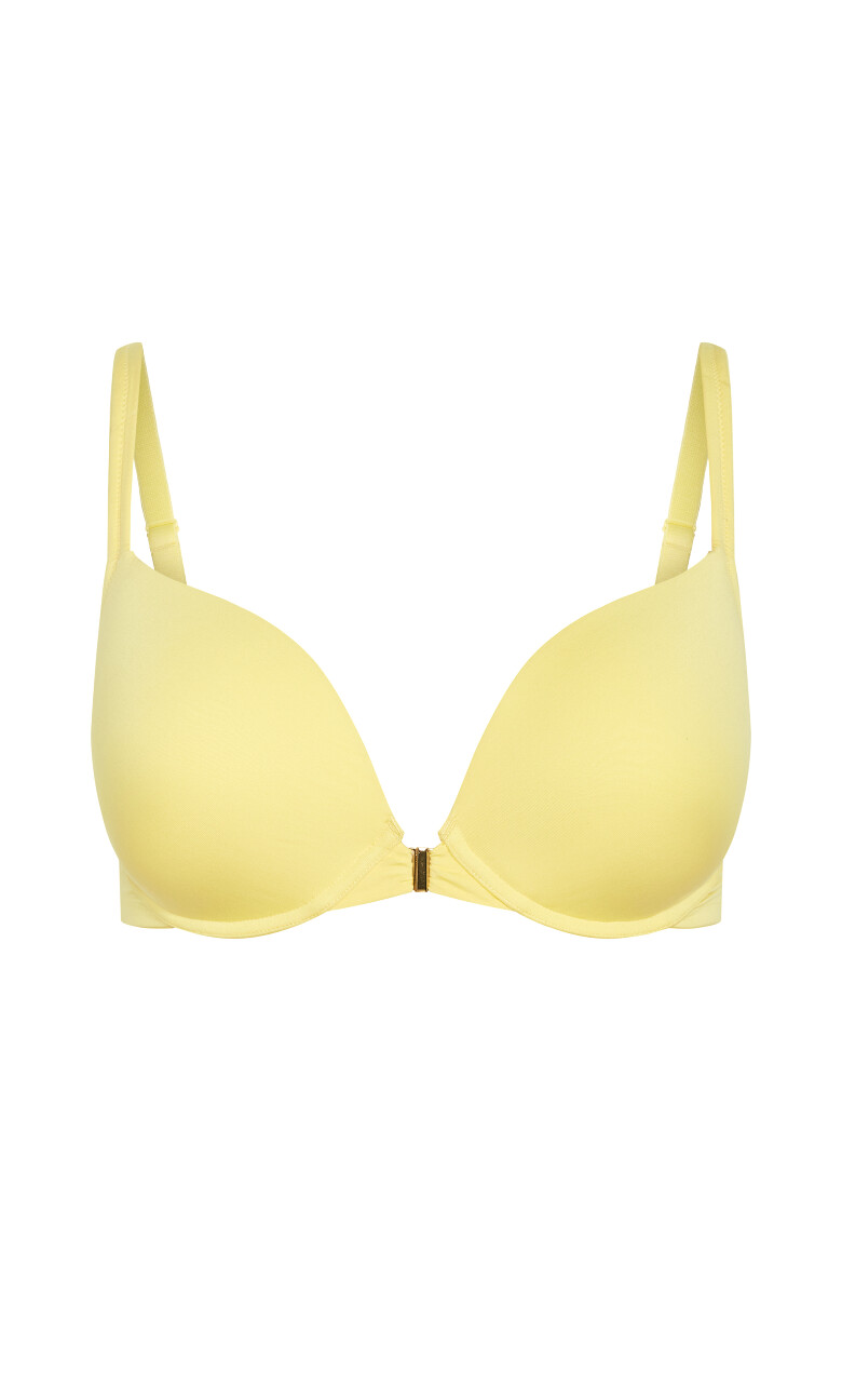 Smooth & Chic Front Close Cotton Push Up Bra - lemonade