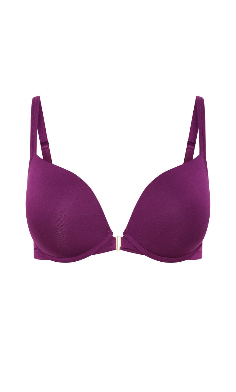 Smooth & Chic Front Close Cotton Push Up Bra - purple iris