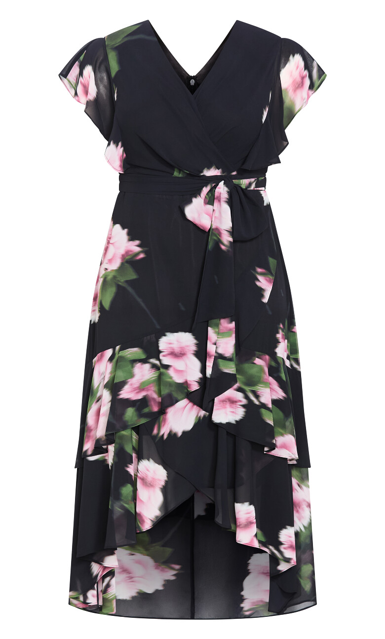 Demure Floral Maxi Dress - black