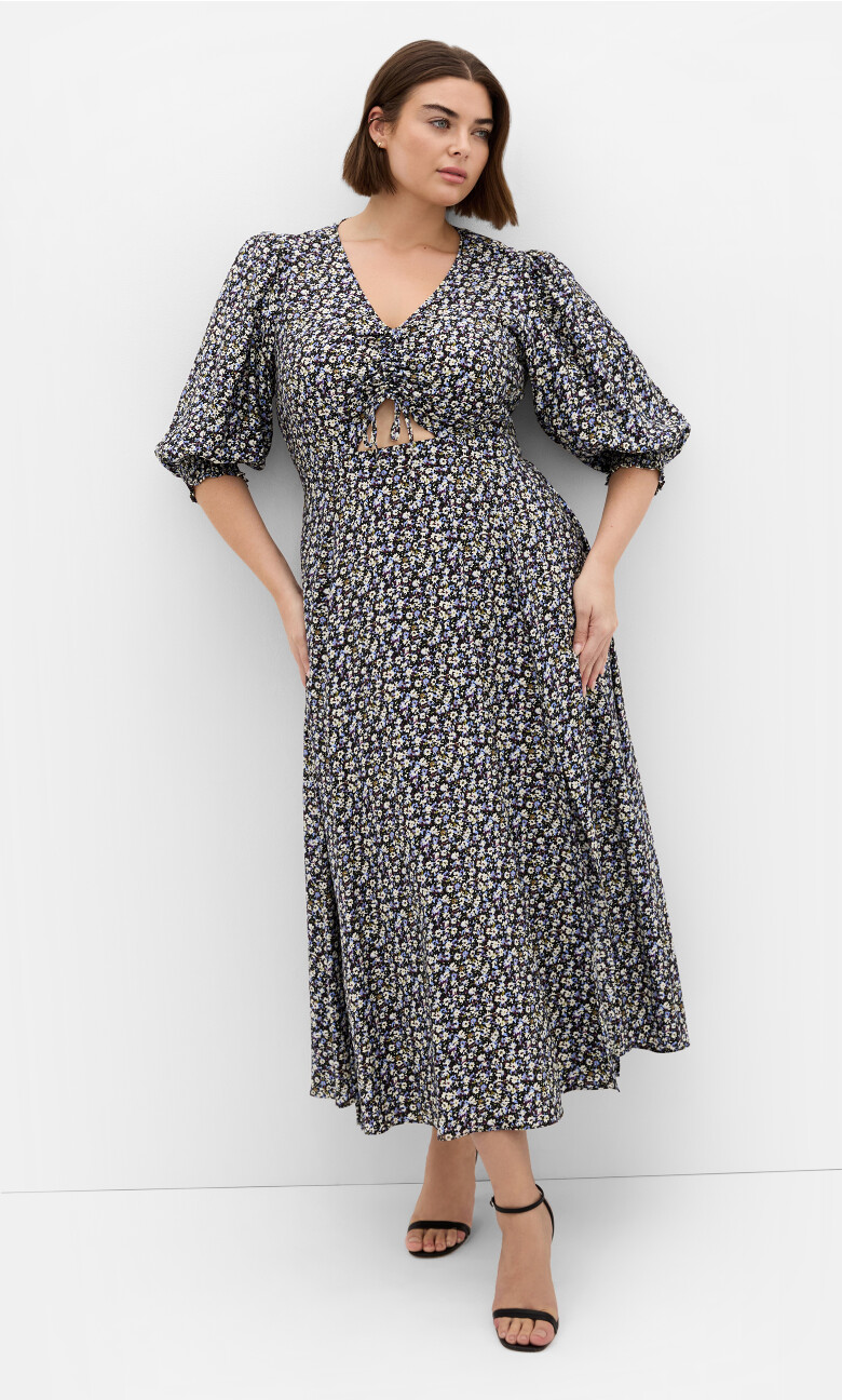 Plus Size Jolene Print Maxi Dress - black
