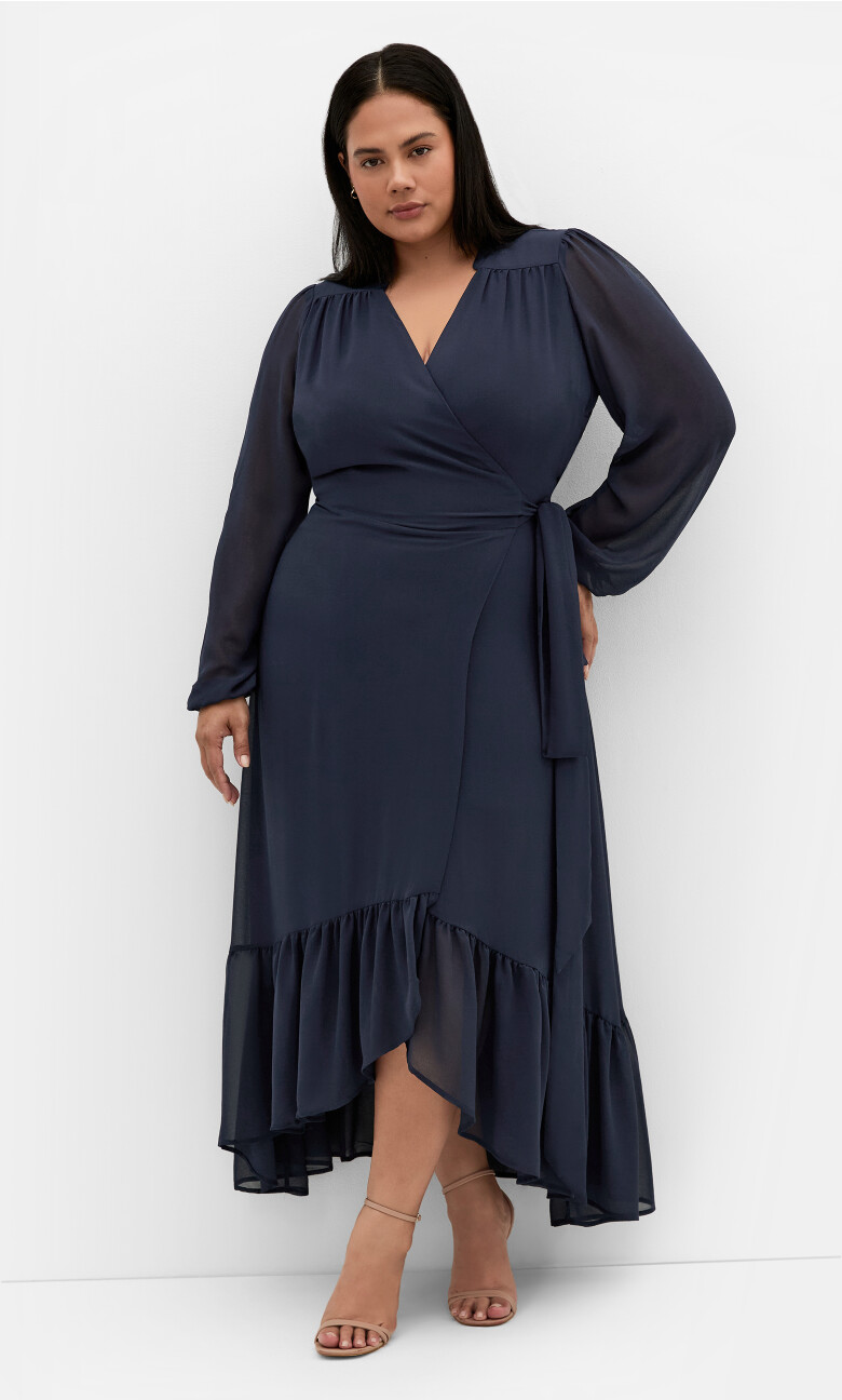 Rylie Wrap Maxi Dress - navy