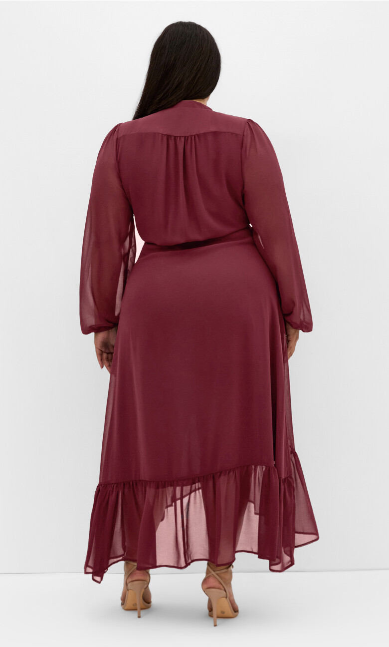 Rylie Wrap Maxi Dress - burgundy