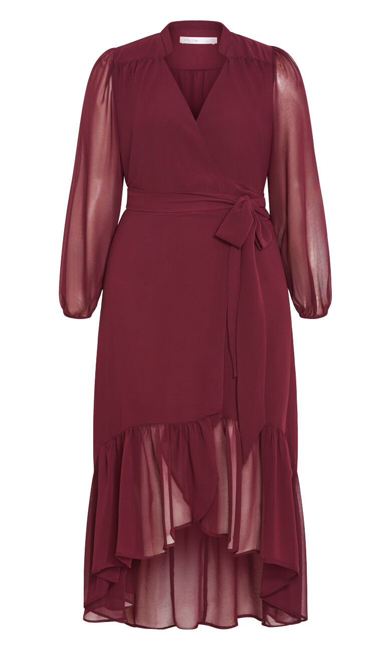 Rylie Wrap Maxi Dress - burgundy
