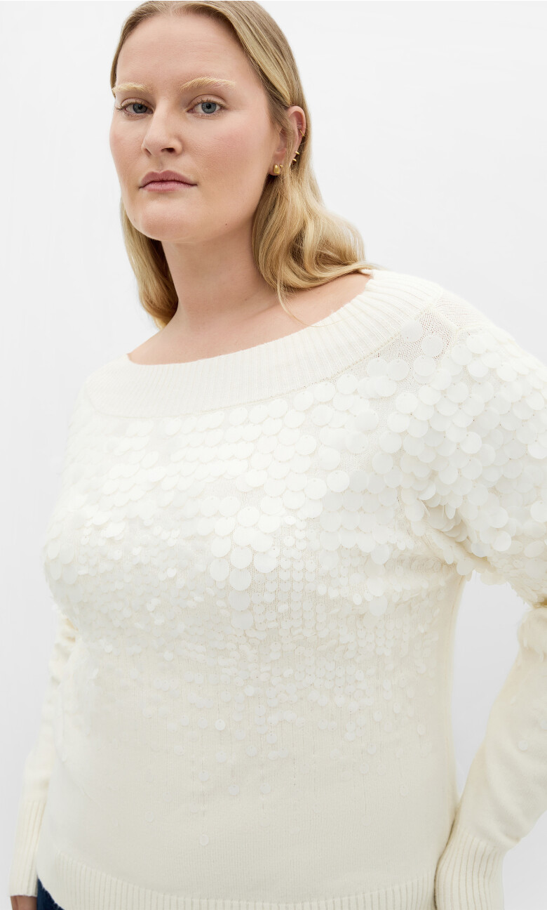 Plus Size Braylin Sequin Jumper - ivory