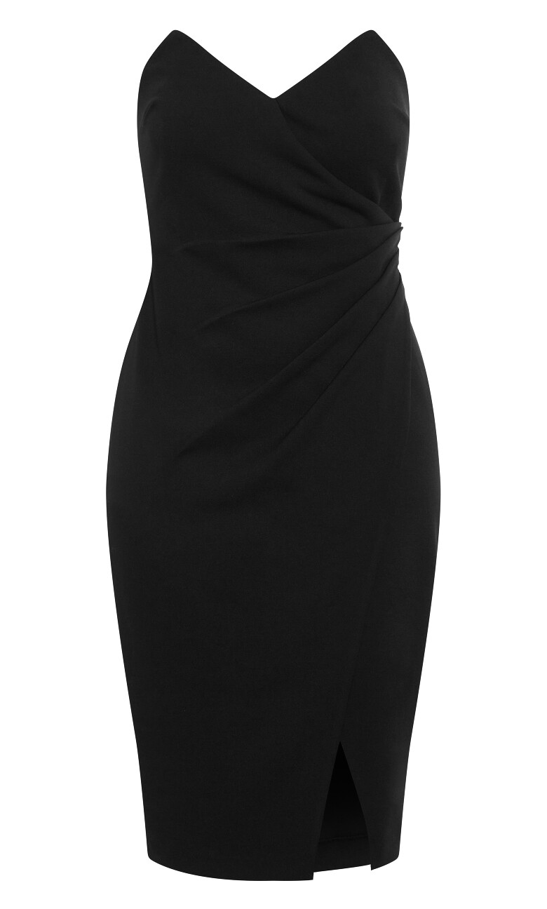 Luisa Strapless V Midi Dress - black