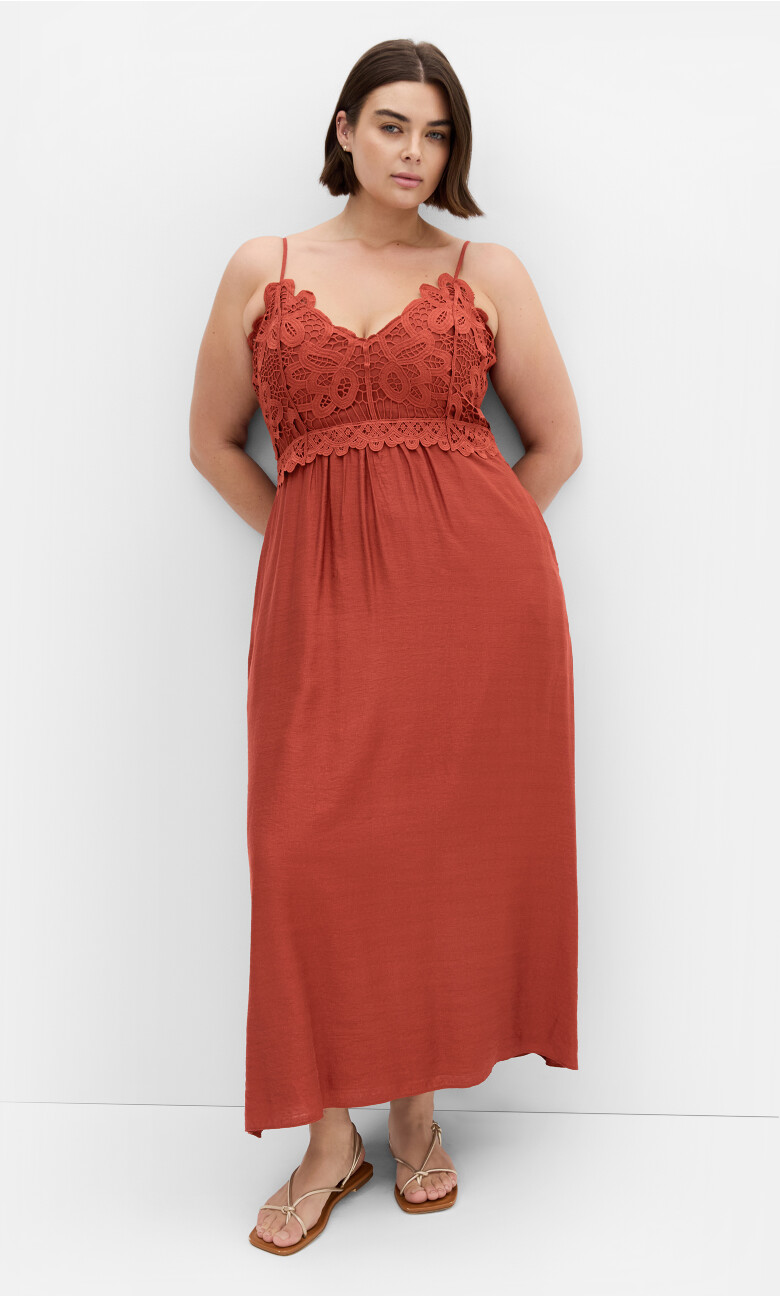 Plus Size Martina Lace Maxi Dress - cinnamon