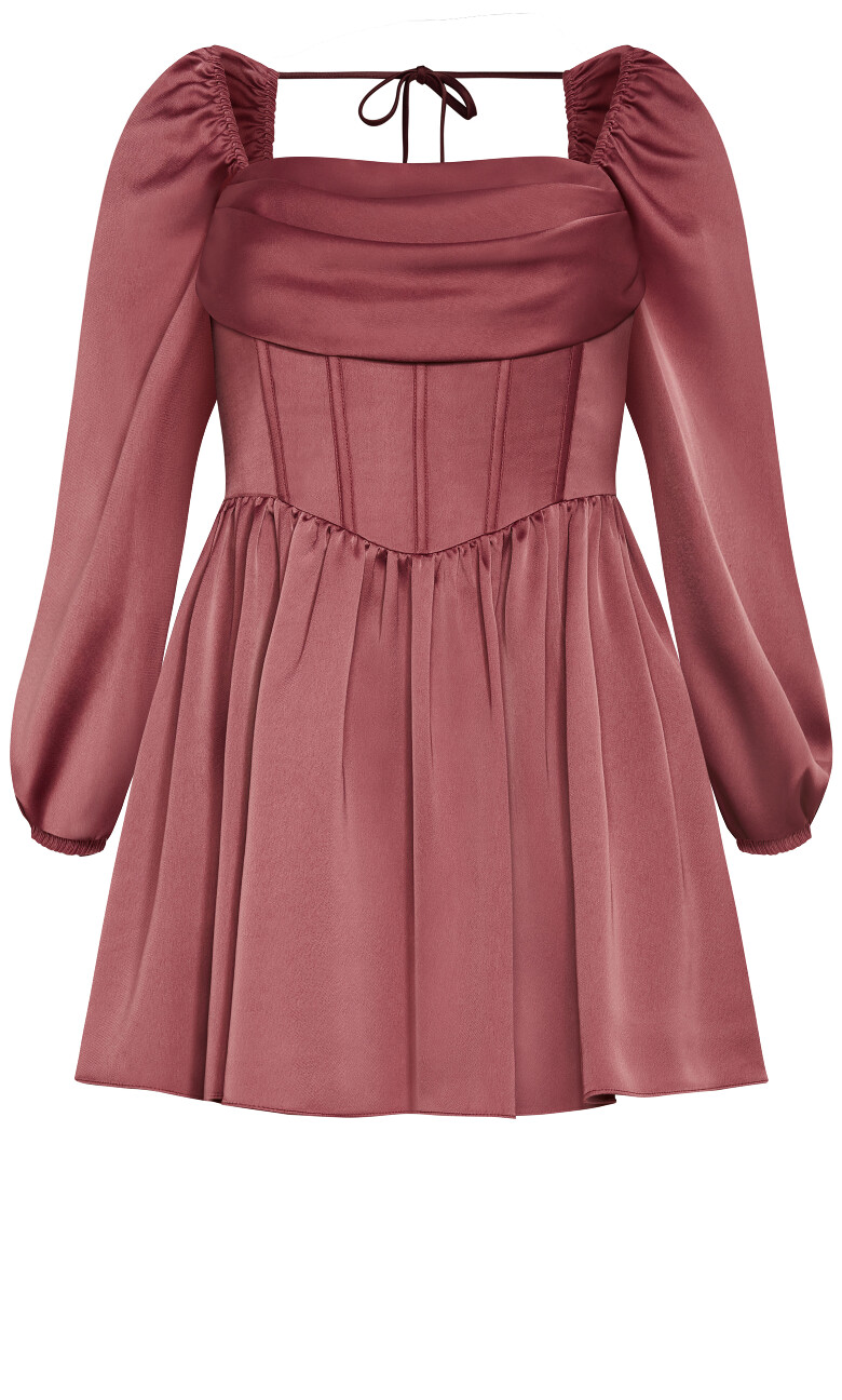 Flirty Corset Long Sleeve Mini Dress - rose