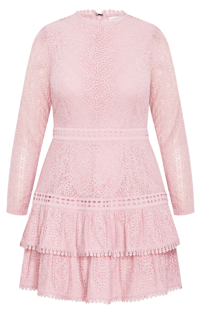 Gabriella Lace Ruffle Mini Dress - soft rose