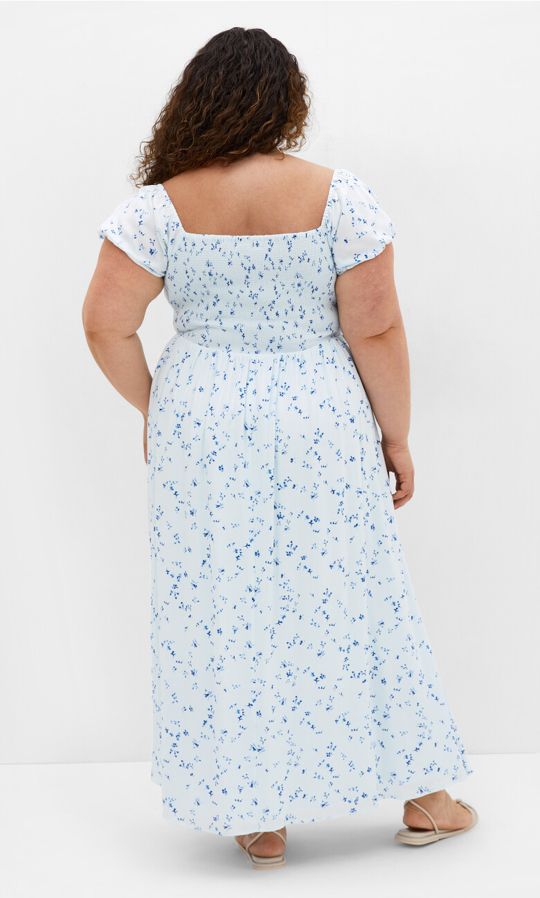 Abbie Print Maxi Dress - baby blue