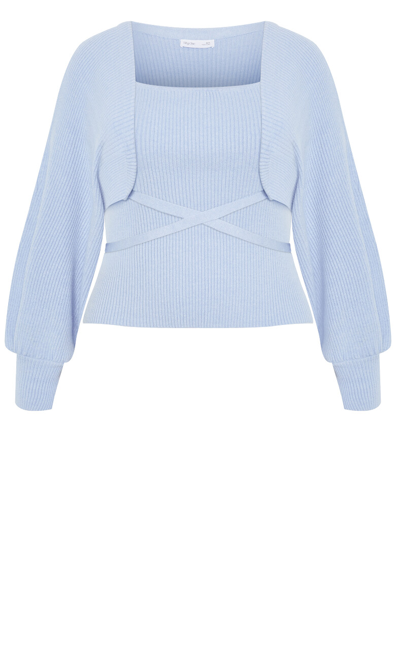 Cassie 2 Piece Cardigan Jumper - baby blue