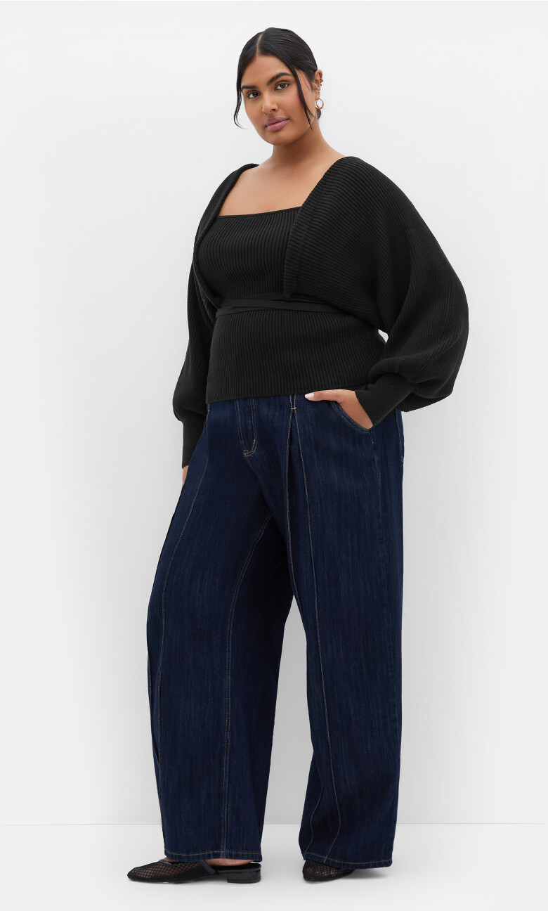Plus Size Cassie 2 Piece Cardigan - black