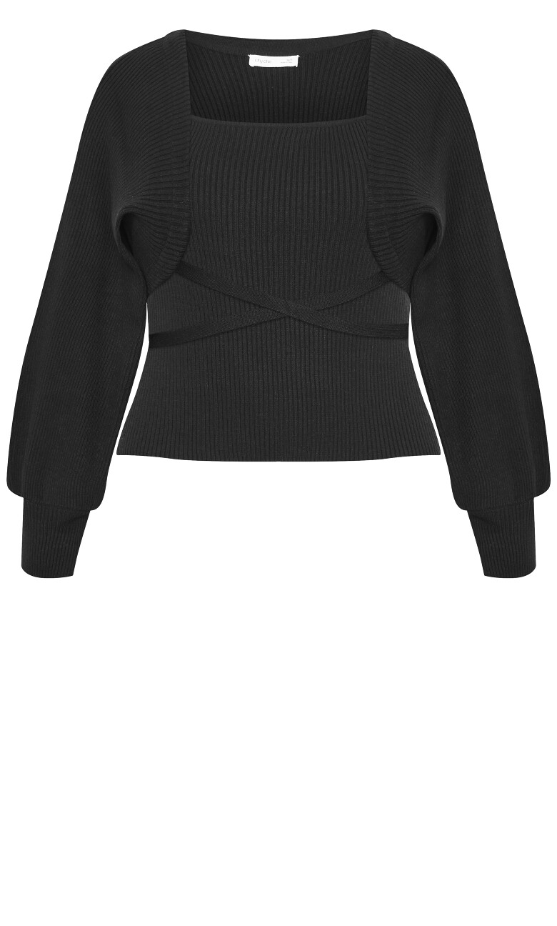 Cassie 2 Piece Cardigan Jumper - black