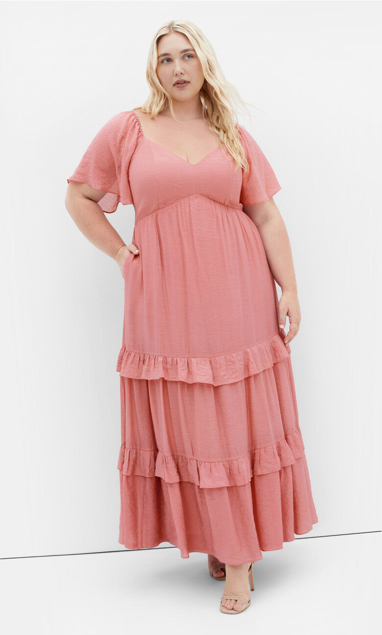 Plus Size Marcia V Neck Maxi Dress - Deep Rose
