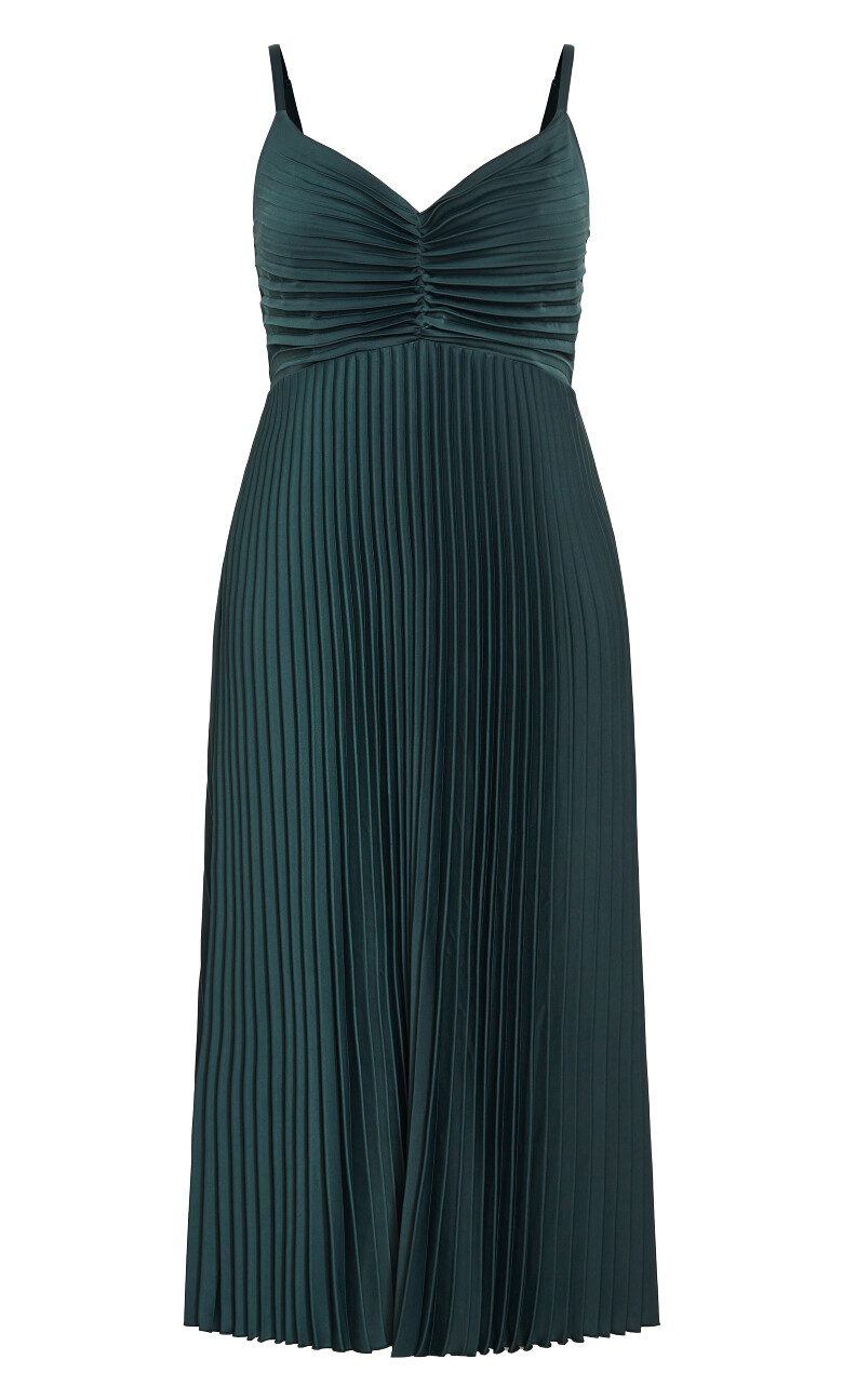 Ariana V-Neck Pleated Maxi Dress - emerald