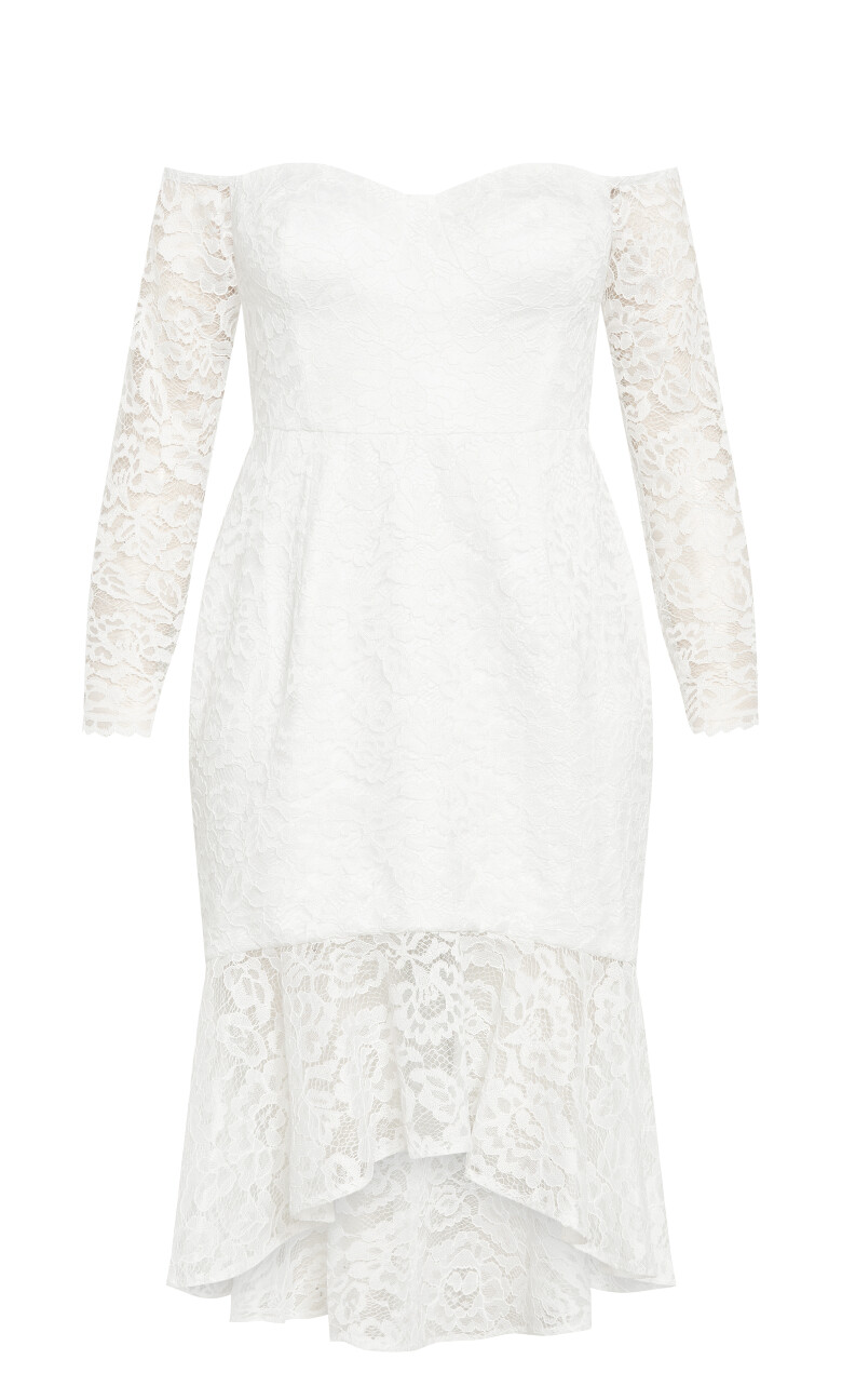Lace Athena Off Shoulder Dress - ivory