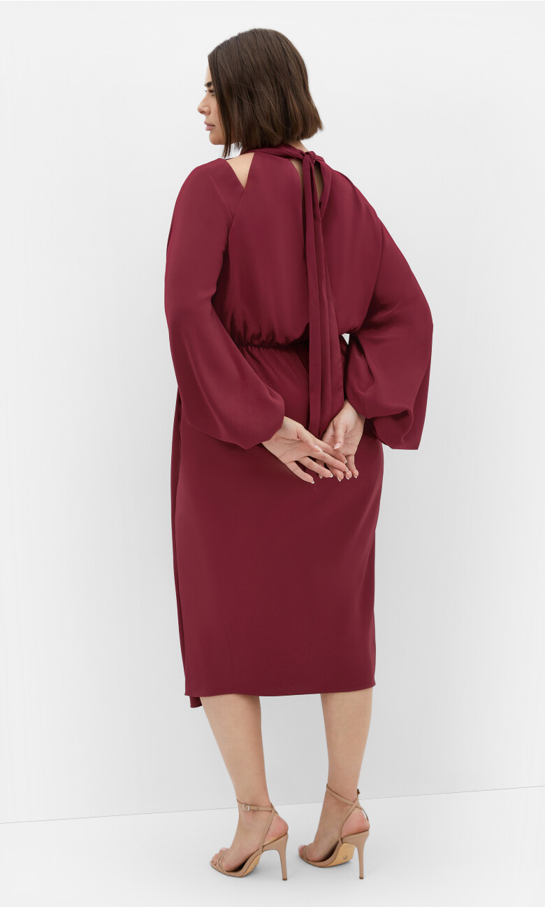 Jaylee Sleeved Dress - burgundy