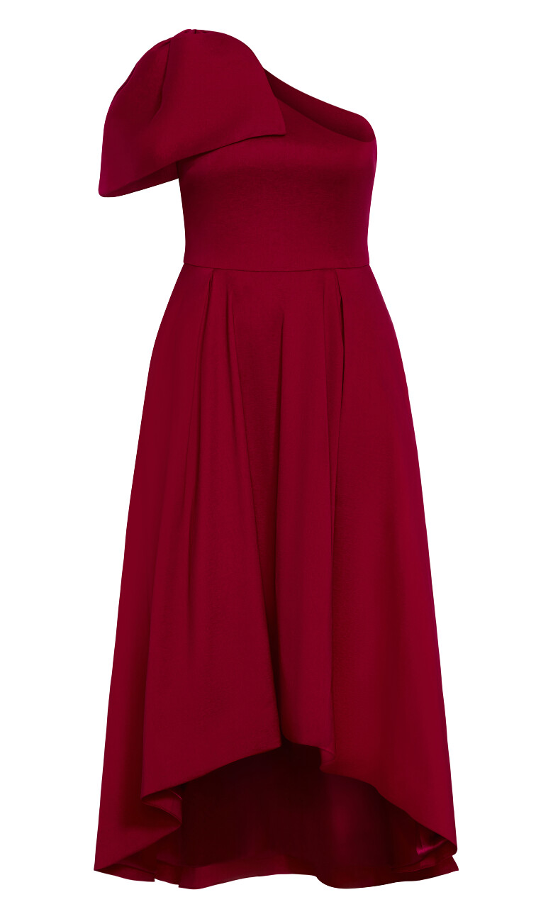 Captivate One Shoulder Hi-Lo Dress - true red