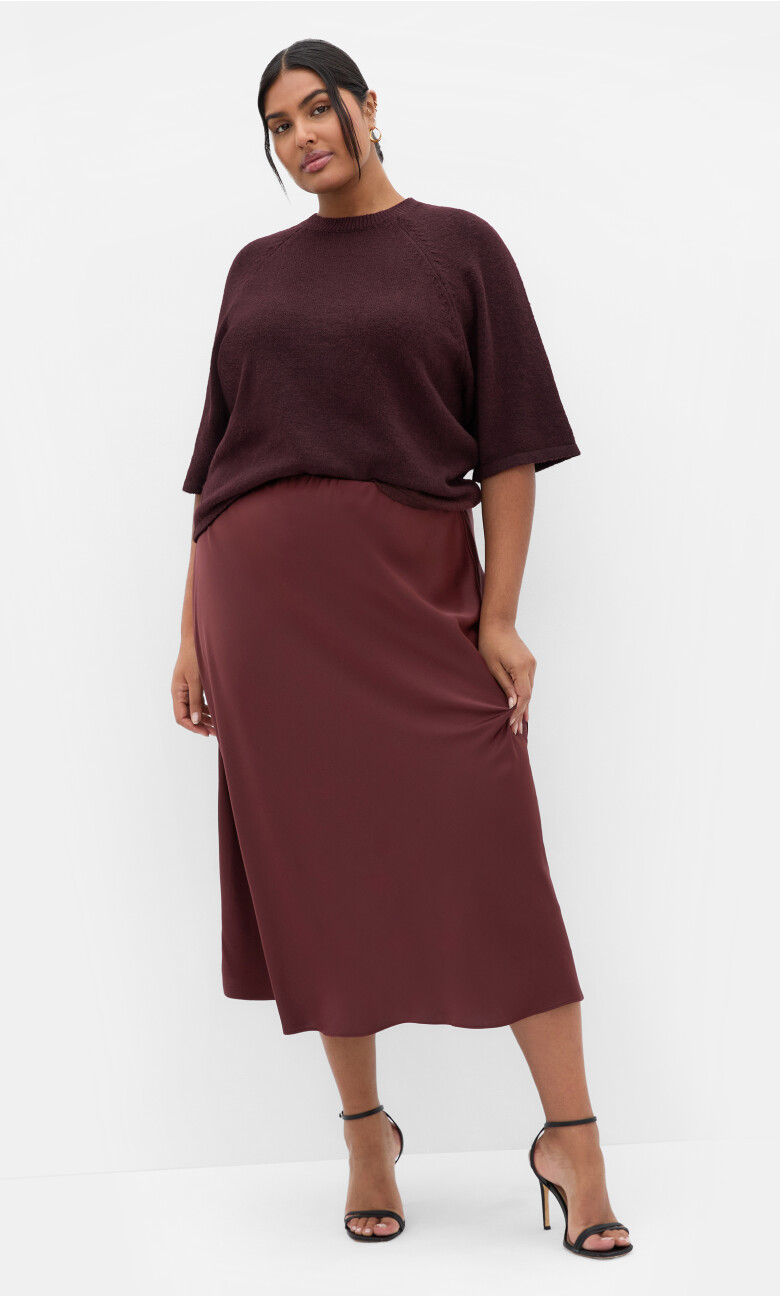 Plus Size Miranda Midi Skirt - choc cherry
