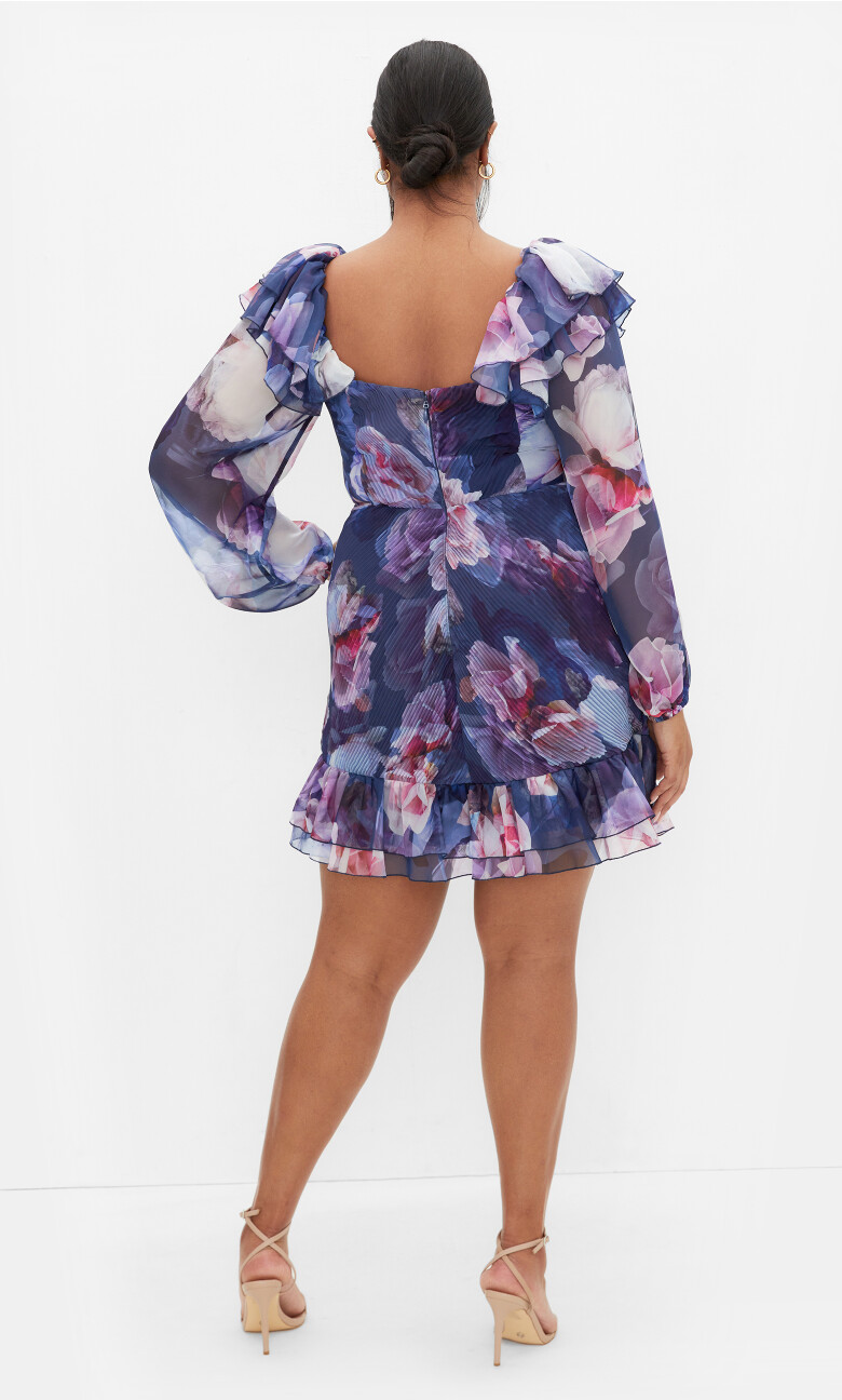 Crysta Frill Floral Mini Dress - violet