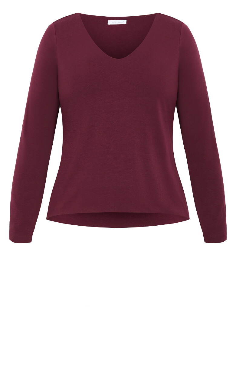 Annie V Neck Top - bordeaux