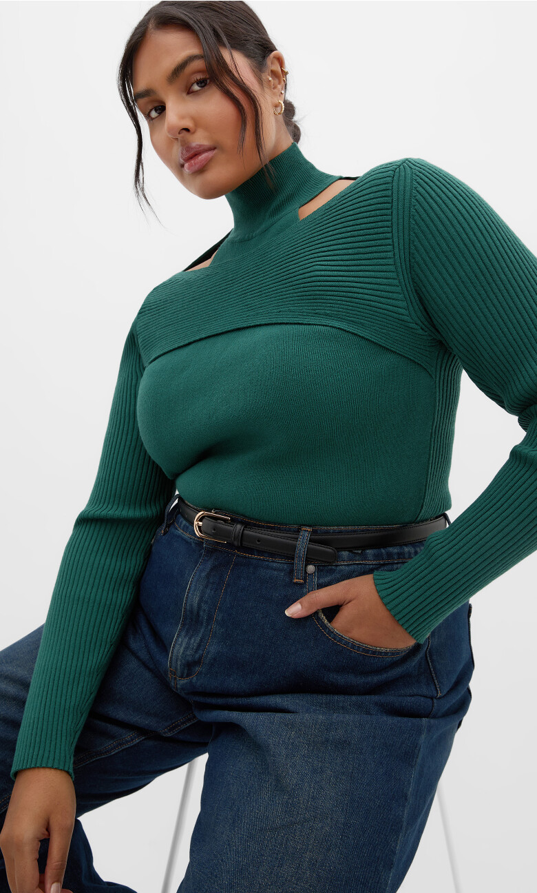 Remi Cut Out Jumper - jade