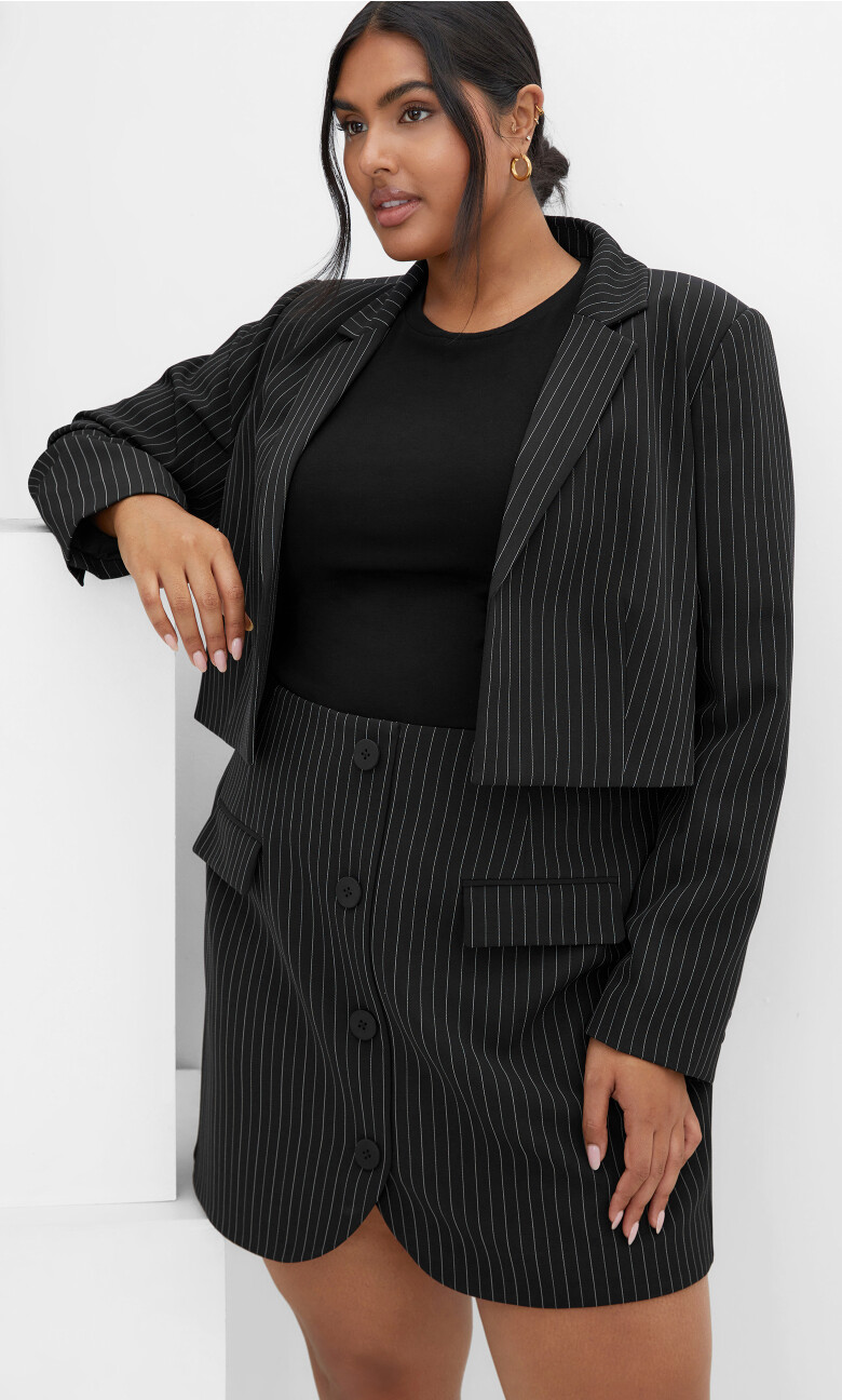 Payton Pinstripe Jacket - black