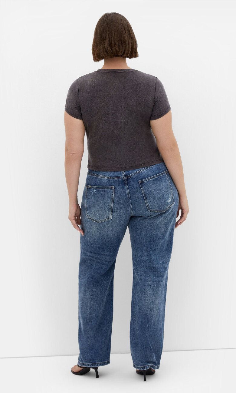 Micro Red LA Print Tee - grey wash