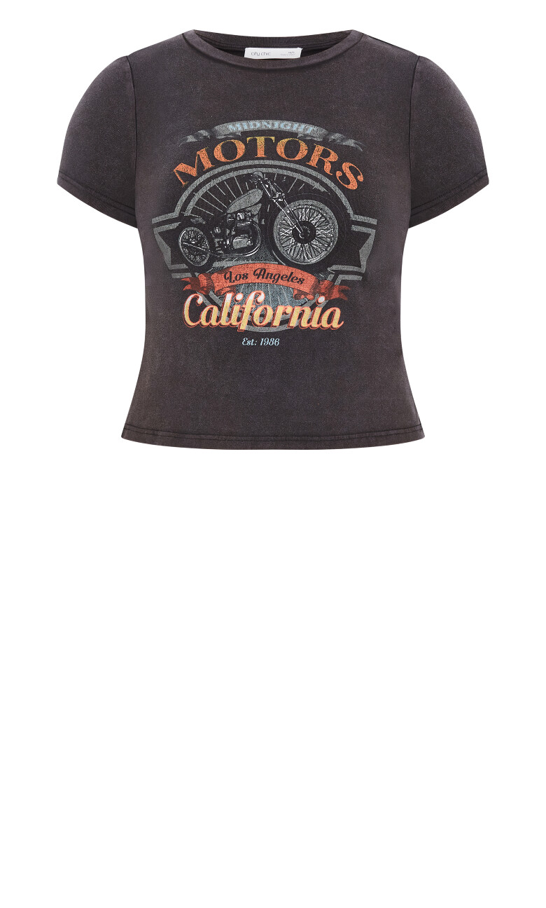 Micro Red LA Print Tee - grey wash