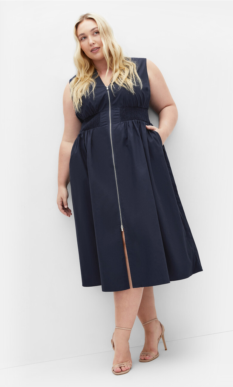 Cece Zip Dress - navy