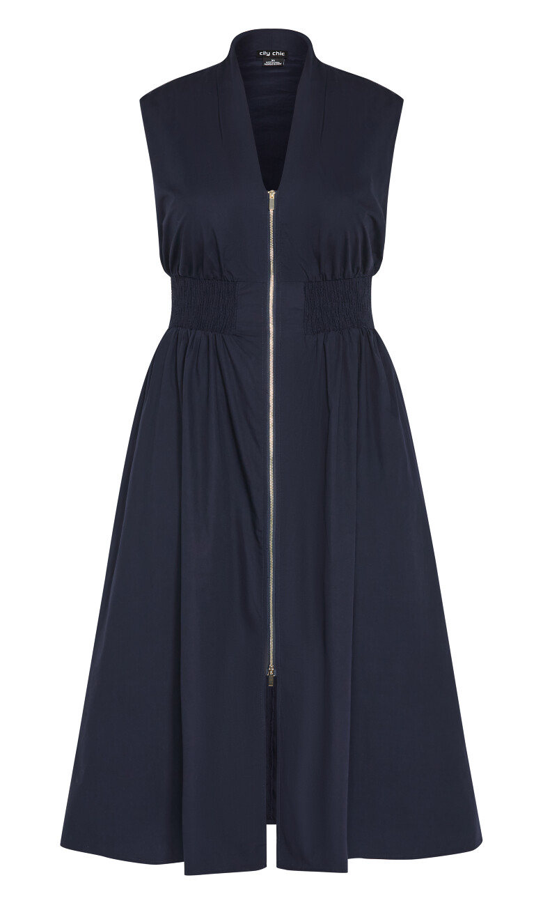 Cece Sleeveless Zip Dress - navy