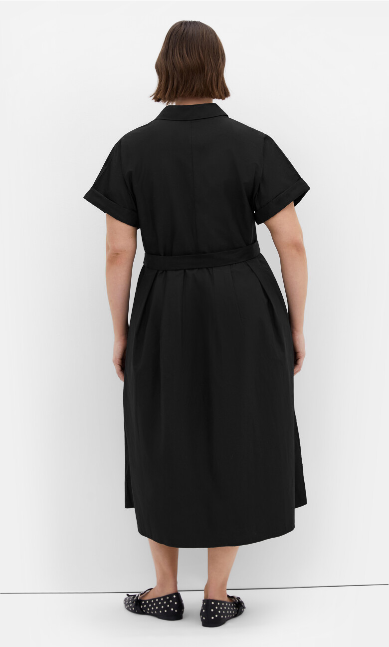 Elly Collared Shirt Dress - black