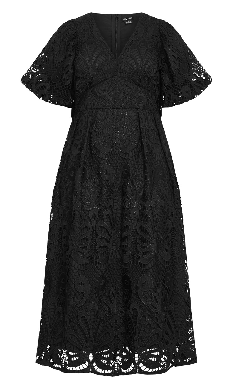 Kylee Embroidered Midi Dress - black