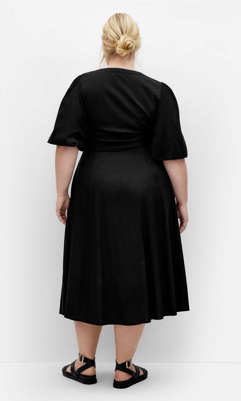 Dahlia V Neck Button Dress - black